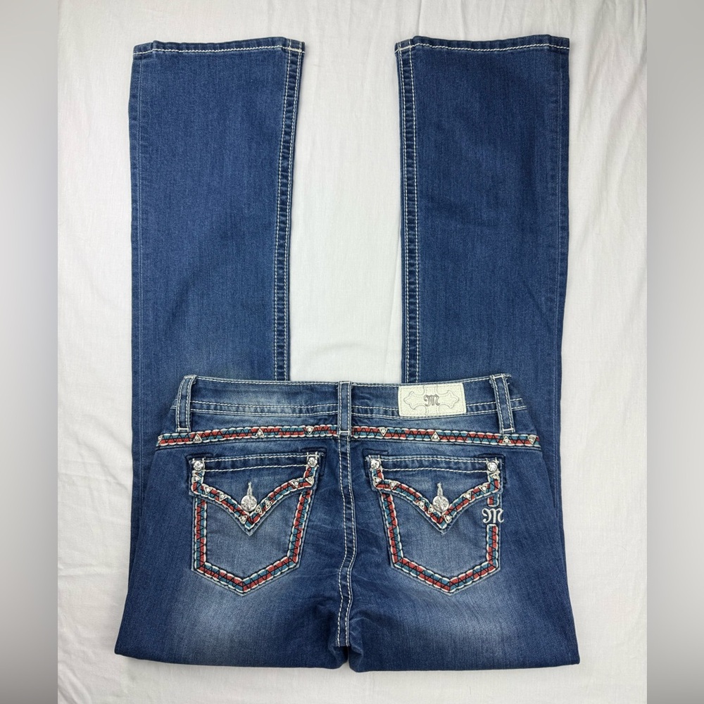 Mis Me Stylish Blue Embroidered Women's Jeans mid rise slim boot 29